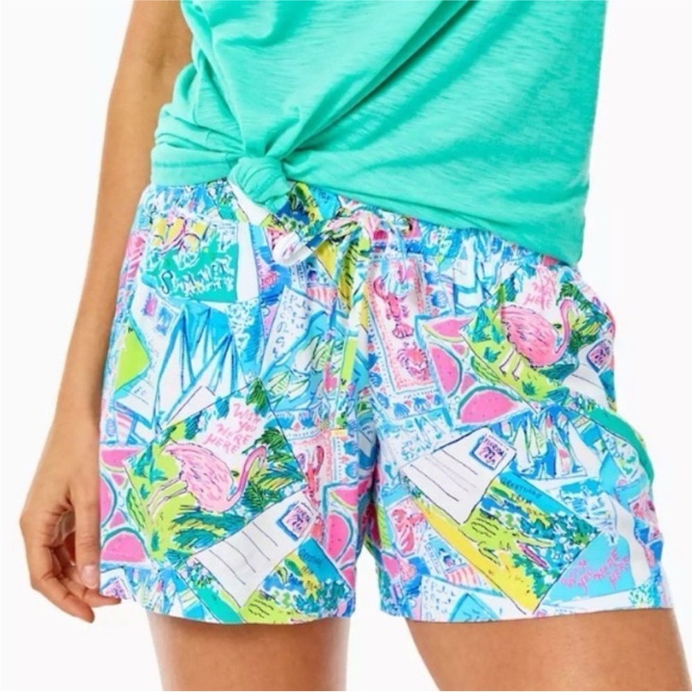 Like new Lilly Pulitzer Katia Shorts Wish You Were Here Print size L
